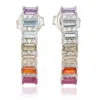 Suzy Levian Sterling Silver Rainbow Cubic Zirconia Hoop Earrings In Multi
