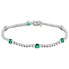 Suzy Levian Sterling Silver Red And White Cubic Zirconia Tennis Bracelet In Green