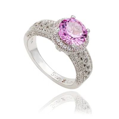 SUZY LEVIAN STERLING SILVER ROUND-CUT BLUE SAPPHIRE & DIAMOND ACCENT RING