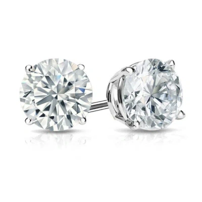 Suzy Levian Sterling Silver Round-cut Cubic Zirconia Earring Studs 6.5mm 2cttw In White