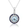 Suzy Levian Sterling Silver Round Cut Orange Citrine And Sapphire Accent Pendant In Metallic