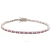 Suzy Levian Sterling Silver Round-cut Pink And White Sapphire Tennis Bracelet