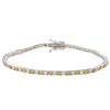 Suzy Levian Sterling Silver Round-cut Yellow And White Sapphire Tennis Bracelet In Silver