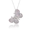 Suzy Levian Silver 0.02 Ct. Tw. Diamond & Gemstone Butterfly Pendant In Pink