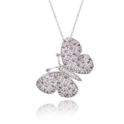 SUZY LEVIAN STERLING SILVER SAPPHIRE & DIAMOND ACCENT BUTTERFLY PENDANT BROOCH
