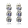 Suzy Levian Sterling Silver Sapphire & Diamond Accent Circle Dangle Earrings In Blue