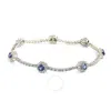 Suzy Levian Sterling Silver Sapphire And Diamond Accent Flower Tennis Bracelet - Blue In Blue