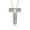 Suzy Levian Sterling Silver Sapphire & Diamond Accent Letter Pendant In Silver