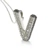 Suzy Levian Sterling Silver Sapphire & Diamond Accent Letter Pendant In Silver