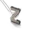 Suzy Levian Sterling Silver Sapphire & Diamond Accent Letter Pendant In Black