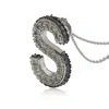 Suzy Levian Sterling Silver Sapphire & Diamond Accent Letter Pendant In Black