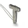 Suzy Levian Sterling Silver Sapphire & Diamond Accent Letter Pendant In Black