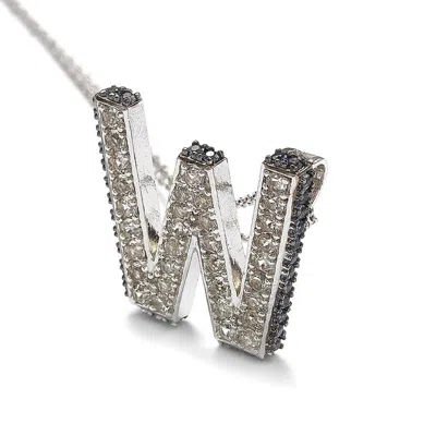 Suzy Levian Sterling Silver Sapphire & Diamond Accent Letter Pendant In Black