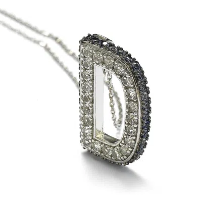 Suzy Levian Sterling Silver Sapphire & Diamond Accent Letter Pendant In Blue