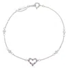 Suzy Levian Silver 0.02 Ct. Tw. Diamond & Sapphire Heart Bracelet In Neutral