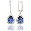 Suzy Levian Sterling Silver Sapphire Drop Earrings In Metallic