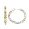 Suzy Levian Sterling Silver Sapphire Gladiator Hoop Earrings In Silver