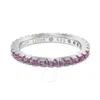 Suzy Levian Sterling Silver Thin Pink Cubic Zirconia Eternity Band