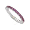 Suzy Levian Sterling Silver Thin Red Cubic Zirconia Eternity Band In Red