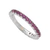 Suzy Levian Sterling Silver Thin Red Cubic Zirconia Eternity Band In Pink