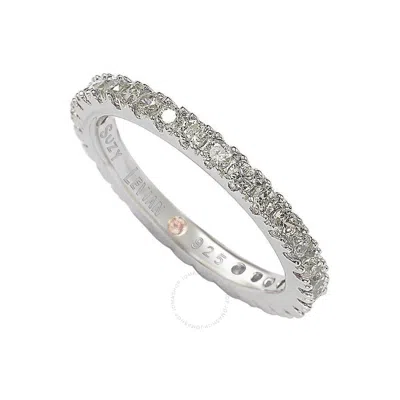 Suzy Levian Sterling Silver Thin White Cubic Zirconia Eternity Band
