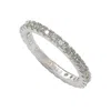 Suzy Levian Sterling Silver Thin White Cubic Zirconia Eternity Band In Silver