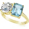 Suzy Levian Sterling Silver Two-stone Ring In Gold/blue