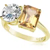 Suzy Levian Gold Over Silver 5.00 Ct. Tw. Gemstone Toi Et Moi Ring In Gold/orange