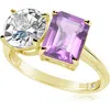 Suzy Levian Sterling Silver Two-stone Ring In Gold/purple