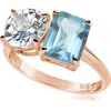Suzy Levian Sterling Silver Two-stone Ring In Rose Gold/blue