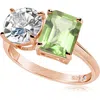 Suzy Levian Sterling Silver Two-stone Ring In Rose Gold/green