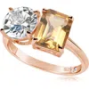 Suzy Levian Sterling Silver Two-stone Ring In Rose Gold/orange