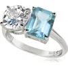 Suzy Levian Sterling Silver Two-stone Ring In Silver/blue