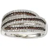 Suzy Levian Sterling Silver White And Brown Cubic Zirconia Intertwined Ring In Brown