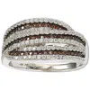 Suzy Levian Sterling Silver White And Brown Cubic Zirconia Intertwined Ring In Black