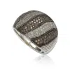 Suzy Levian Sterling Silver White And Brown Cubic Zirconia Ring In Black