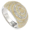 Suzy Levian Sterling Silver White & Yellow Circle Cubic Zirconia Ring In Yellow