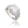 Suzy Levian Sterling Silver White Assher Cubic Zirconia Pave Engagement Ring In Neutral