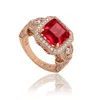 Suzy Levian Sterling Silver White Assher Cubic Zirconia Pave Engagement Ring In Gold