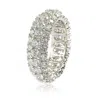 Suzy Levian Sterling Silver White Cubic Zirconia 3 Row Eternity Band