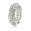 Suzy Levian Sterling Silver White Cubic Zirconia 3 Row Eternity Band