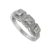 Suzy Levian Sterling Silver White Cubic Zirconia 3-stone Asscher-cut Band