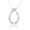 Suzy Levian Sterling Silver White Cubic Zirconia Alternating Pear Shape Necklace In Metallic