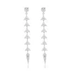 Suzy Levian Sterling Silver White Cubic Zirconia Baguette Pave Drop Dangle Earrings In Metallic