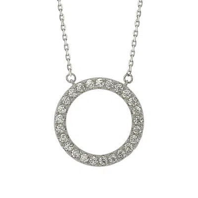 Suzy Levian Sterling Silver White Cubic Zirconia Circle Pendant