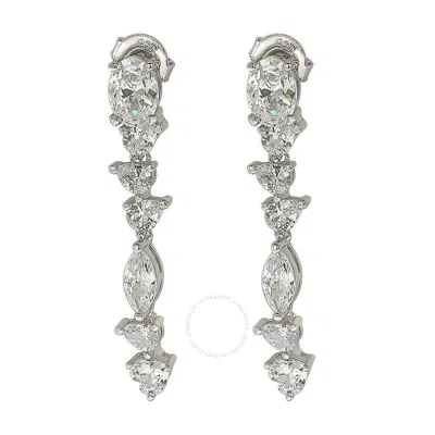 Suzy Levian Sterling Silver White Cubic Zirconia Cluster Dangle Earrings