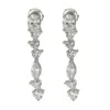 Suzy Levian Sterling Silver White Cubic Zirconia Cluster Dangle Earrings