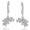 Suzy Levian Sterling Silver White Cubic Zirconia Cluster Flower Earrings In White
