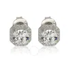Suzy Levian Sterling Silver White Cz Cushion-cut Halo Stud Earrings In White