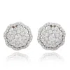 Suzy Levian Sterling Silver White Cubic Zirconia Flower Stud Earrings In White